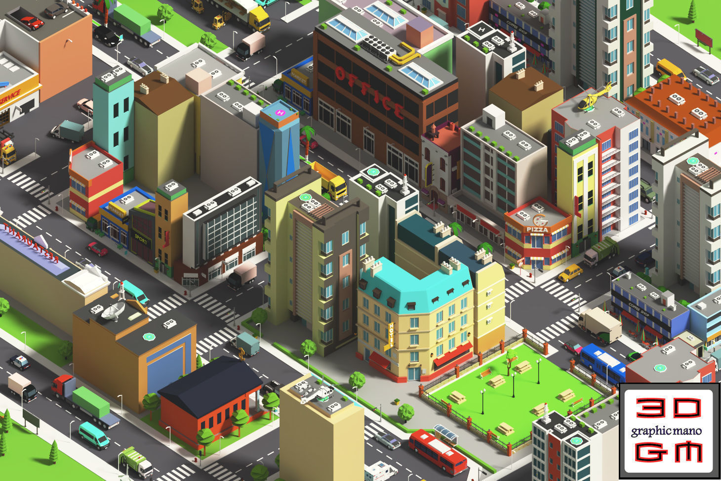 all  low poly asset pack citys exterior and interior Low-poly 3D model_9