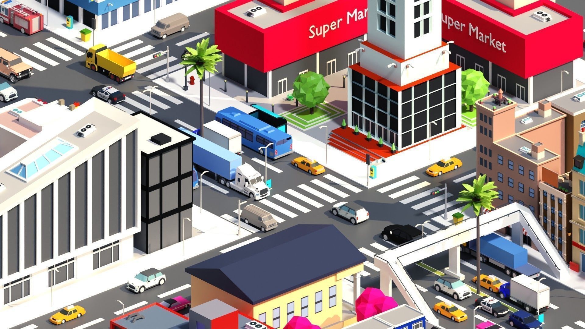 all  low poly asset pack citys exterior and interior Low-poly 3D model_7