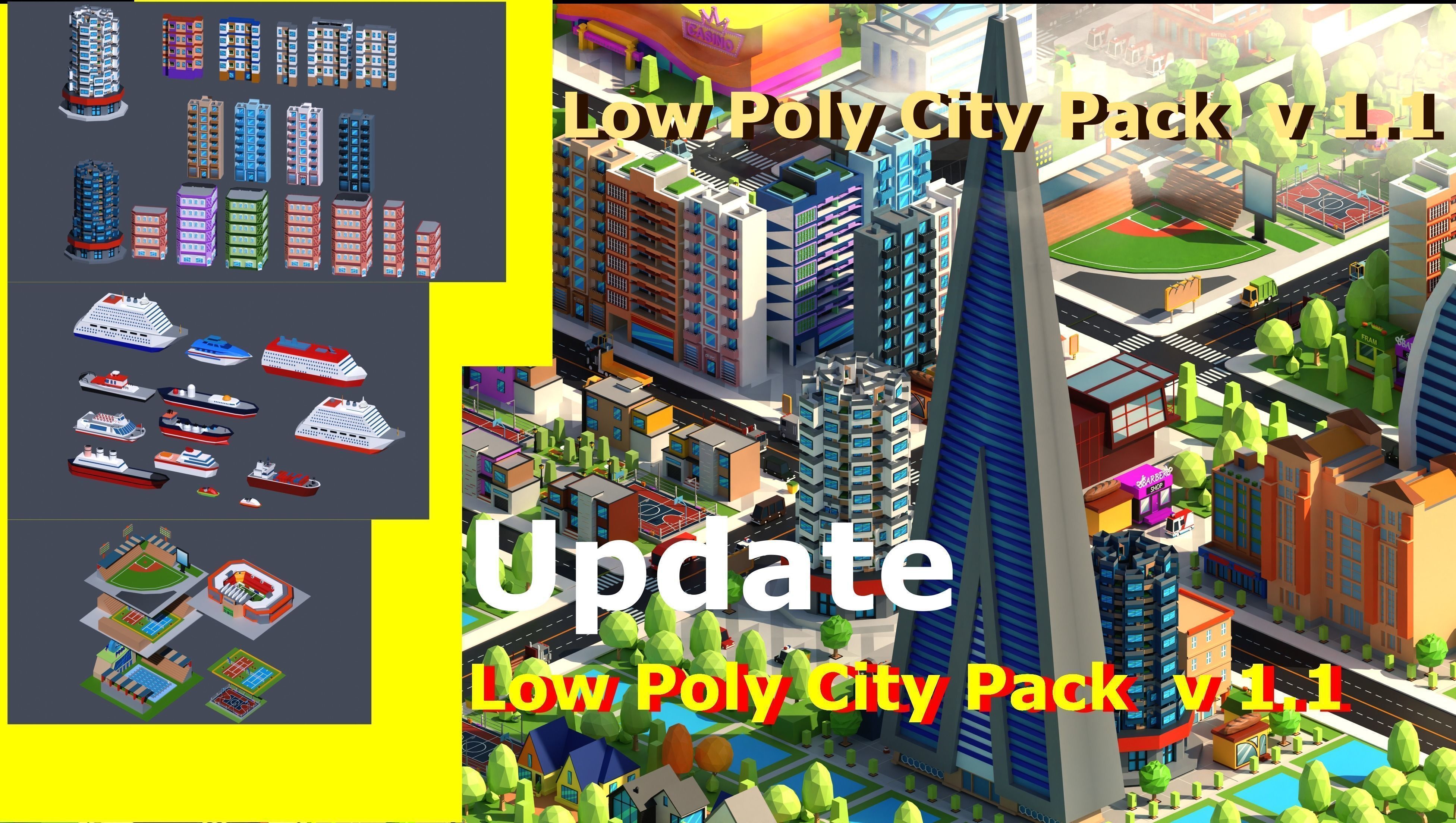 all  low poly asset pack citys exterior and interior Low-poly 3D model_11