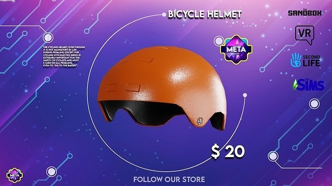 Bicycle helmet 3D model Low-poly 3D model