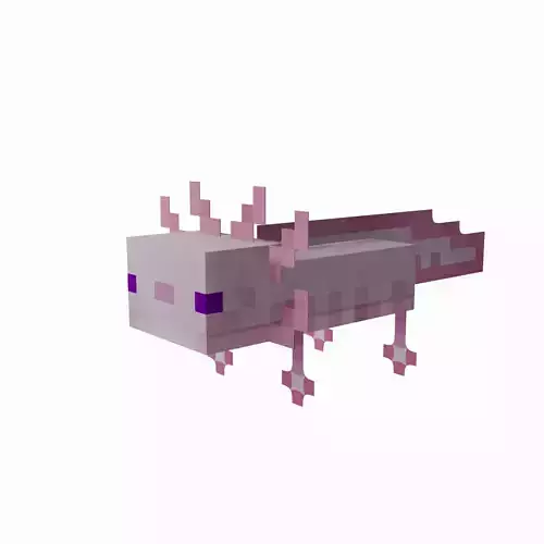 Mineraft Axolotl Rigged Low-poly 3D model