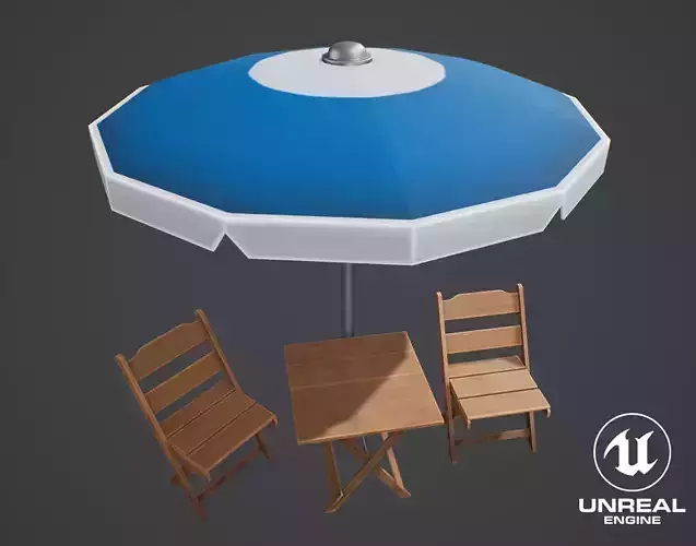 Stylized Chair - Table and Umbrella