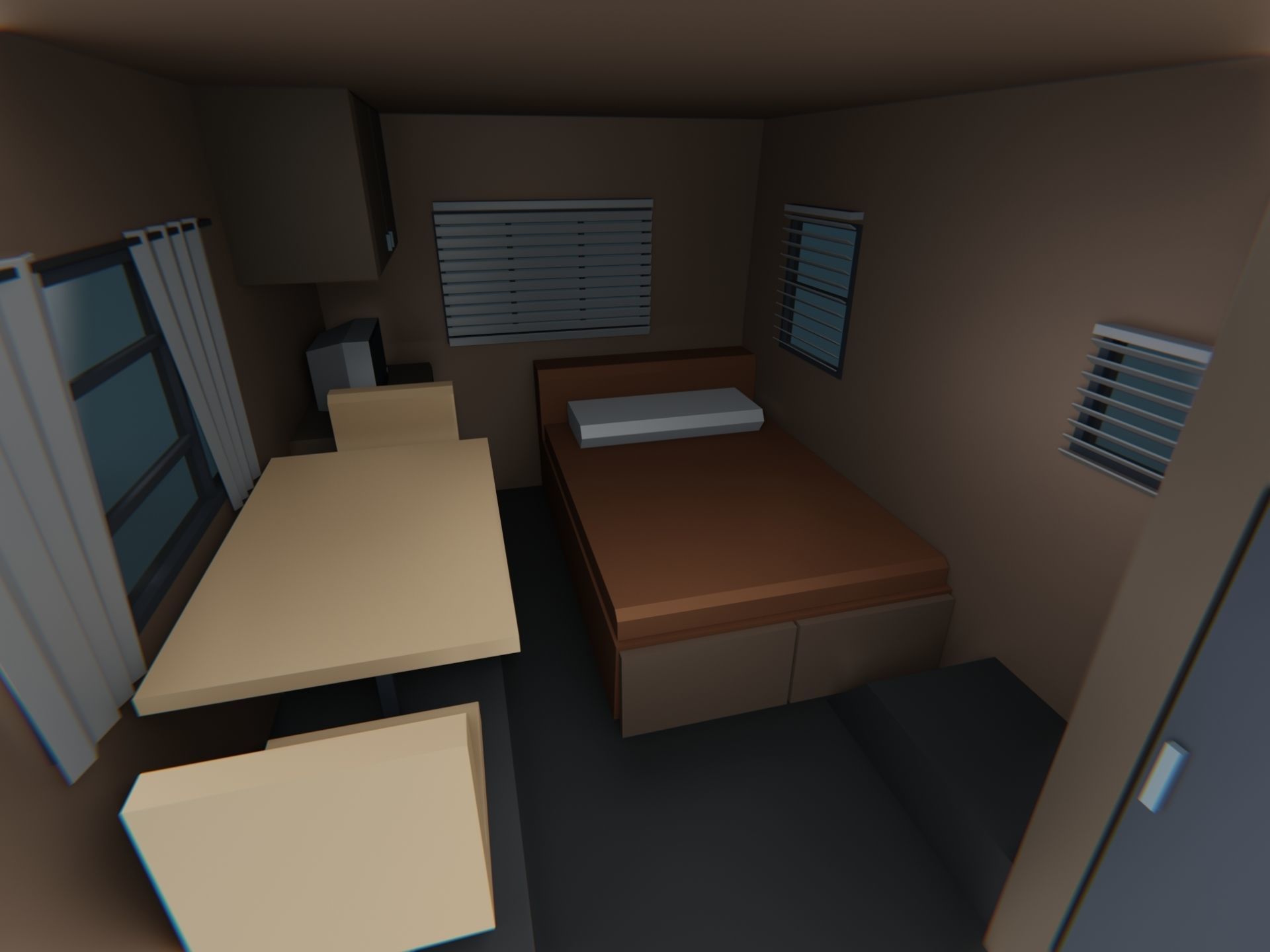 Stylized Motorhome Classic  80s Low-poly 3D model_8