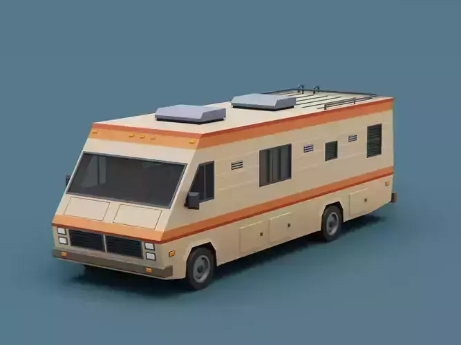 Stylized Motorhome Classic  80s Low-poly 3D model