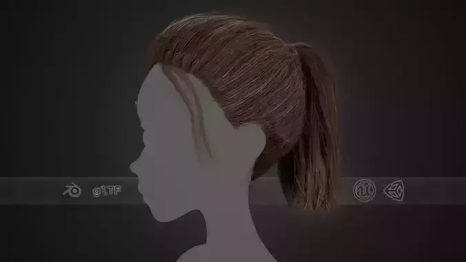 Female Hair Cards Style 4 - Ponytail Low-poly 3D model