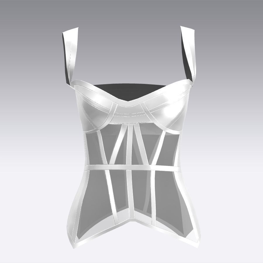 WHITE CORSET DRESS MODERN LOOK 3D model_1