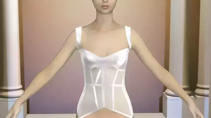 WHITE CORSET DRESS MODERN LOOK 3D model
