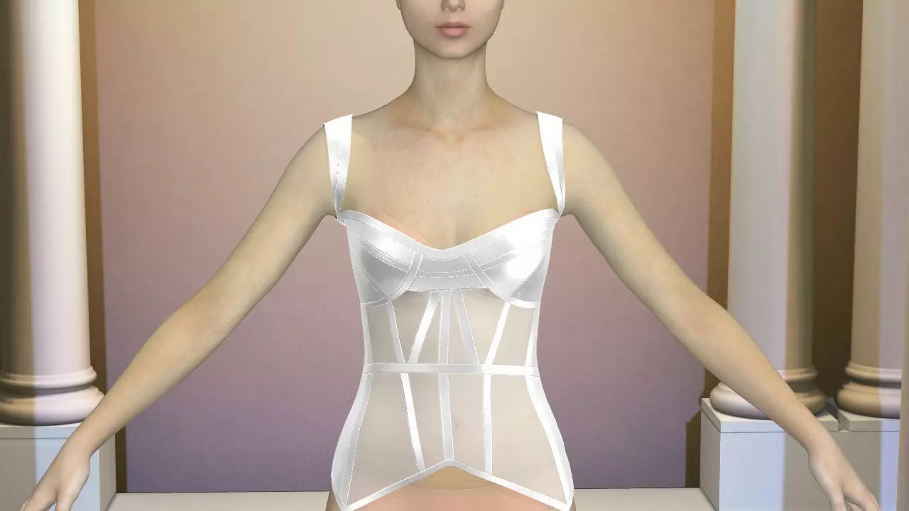 WHITE CORSET DRESS MODERN LOOK 3D model_0