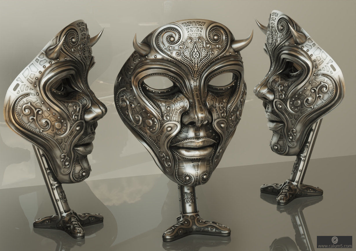 The Mask and free optional stand 3D print model_3