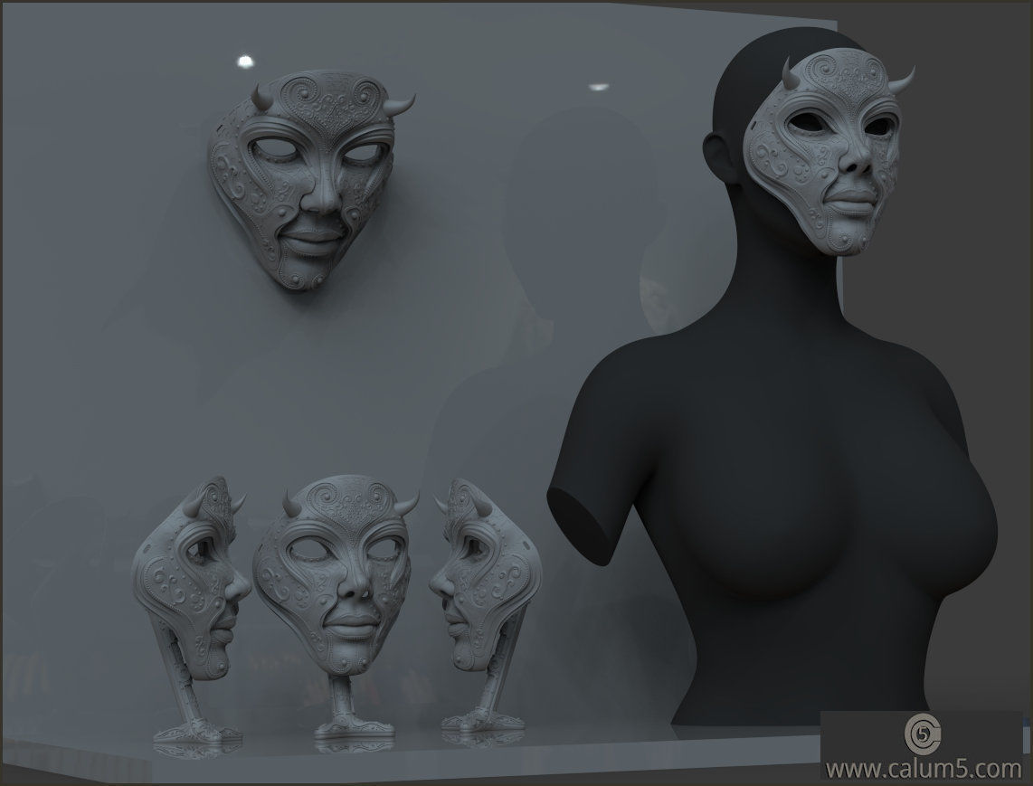 The Mask and free optional stand 3D print model_19
