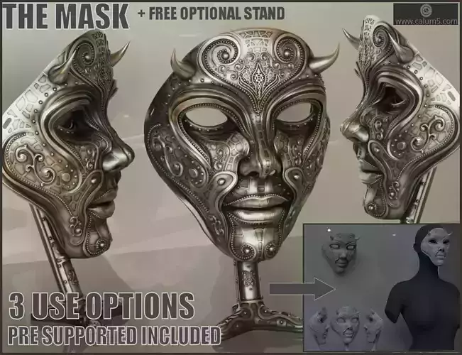 The Mask and free optional stand 3D print model