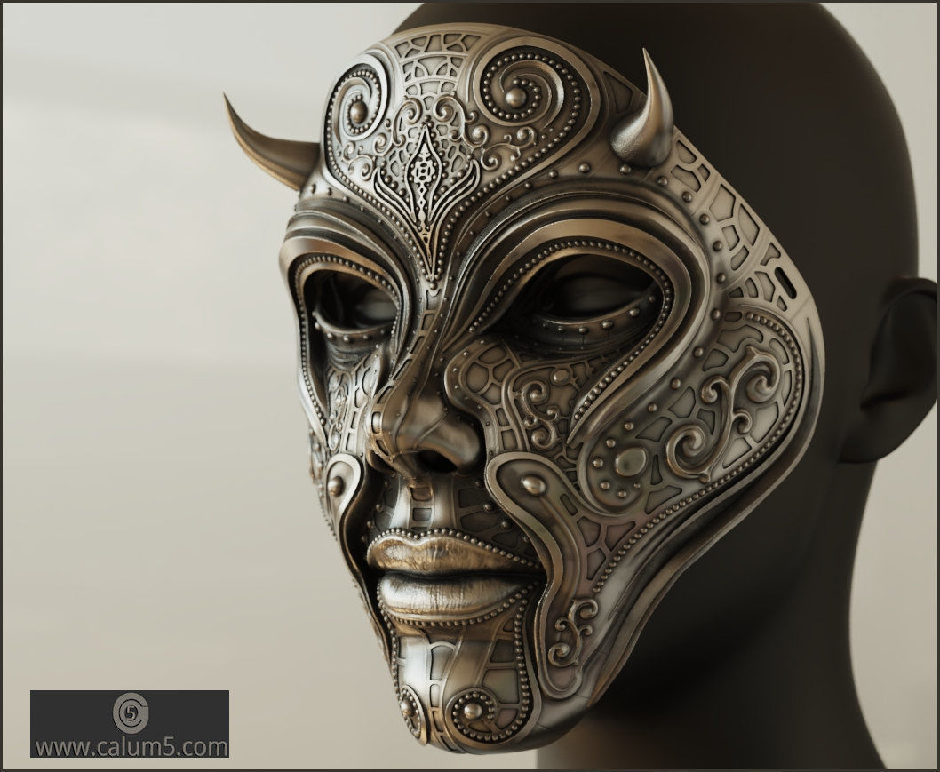 The Mask and free optional stand 3D print model_25