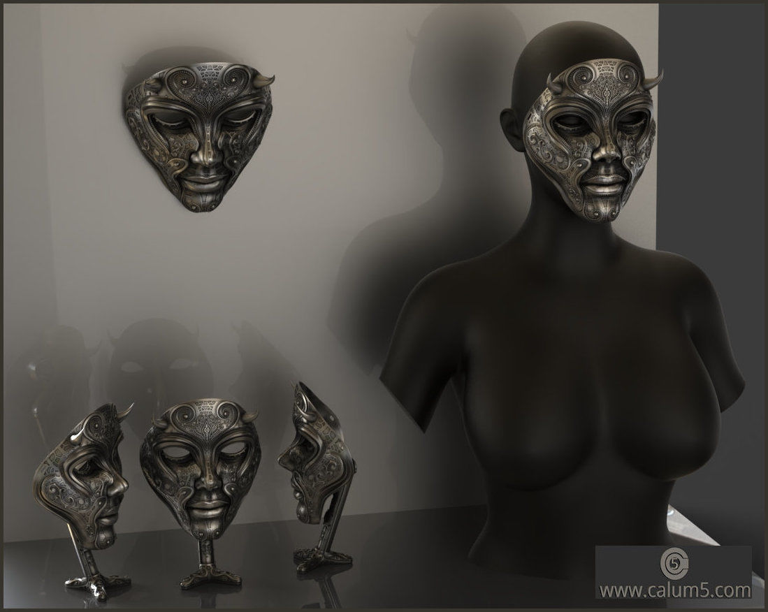 The Mask and free optional stand 3D print model_30