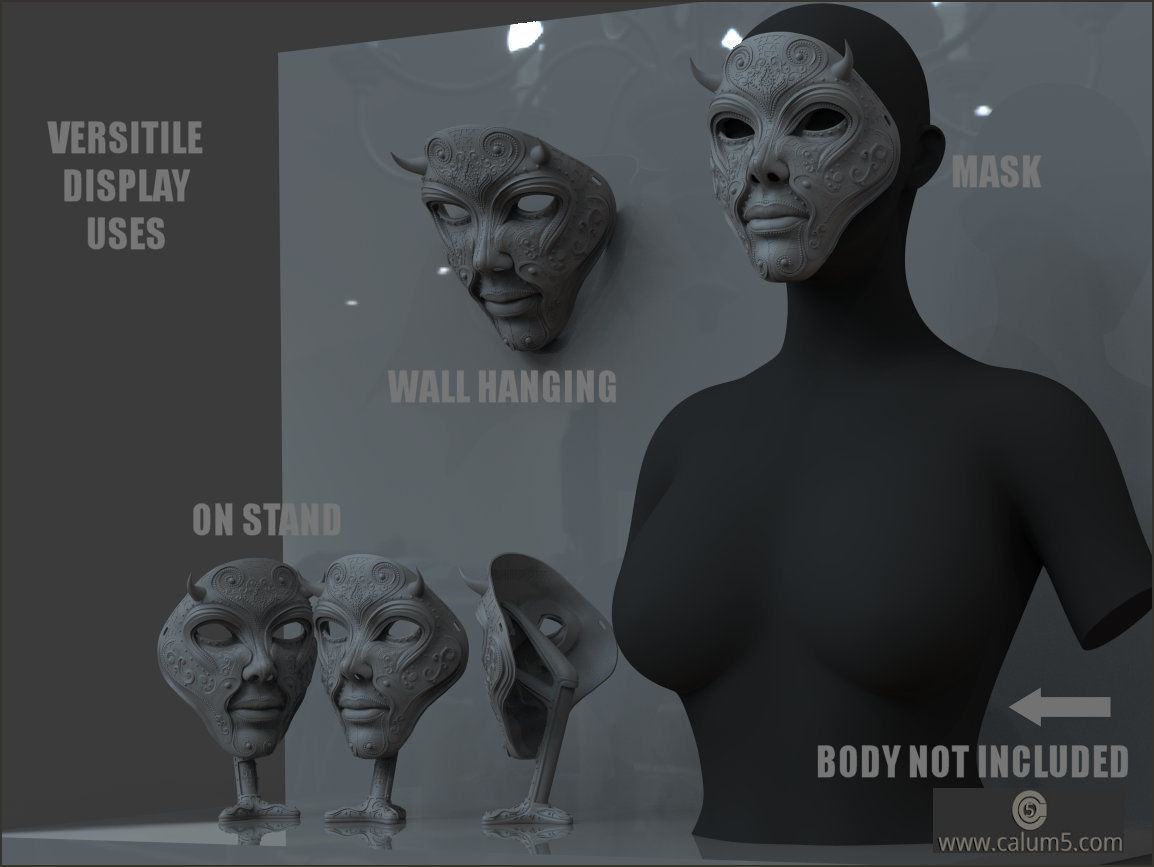 The Mask and free optional stand 3D print model_1