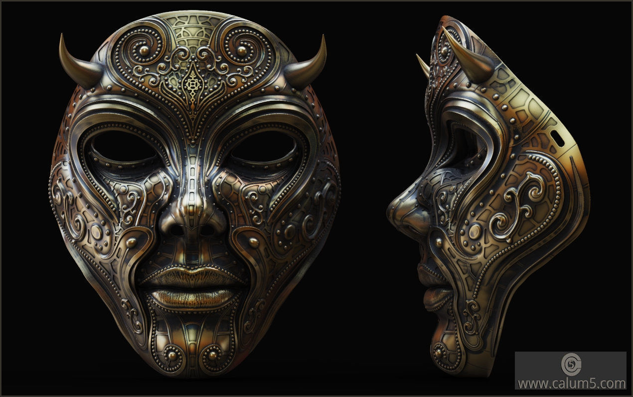 The Mask and free optional stand 3D print model_26