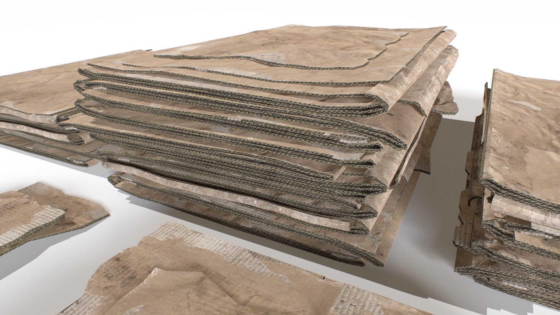 Cardboard Piles Low-poly 3D model_4