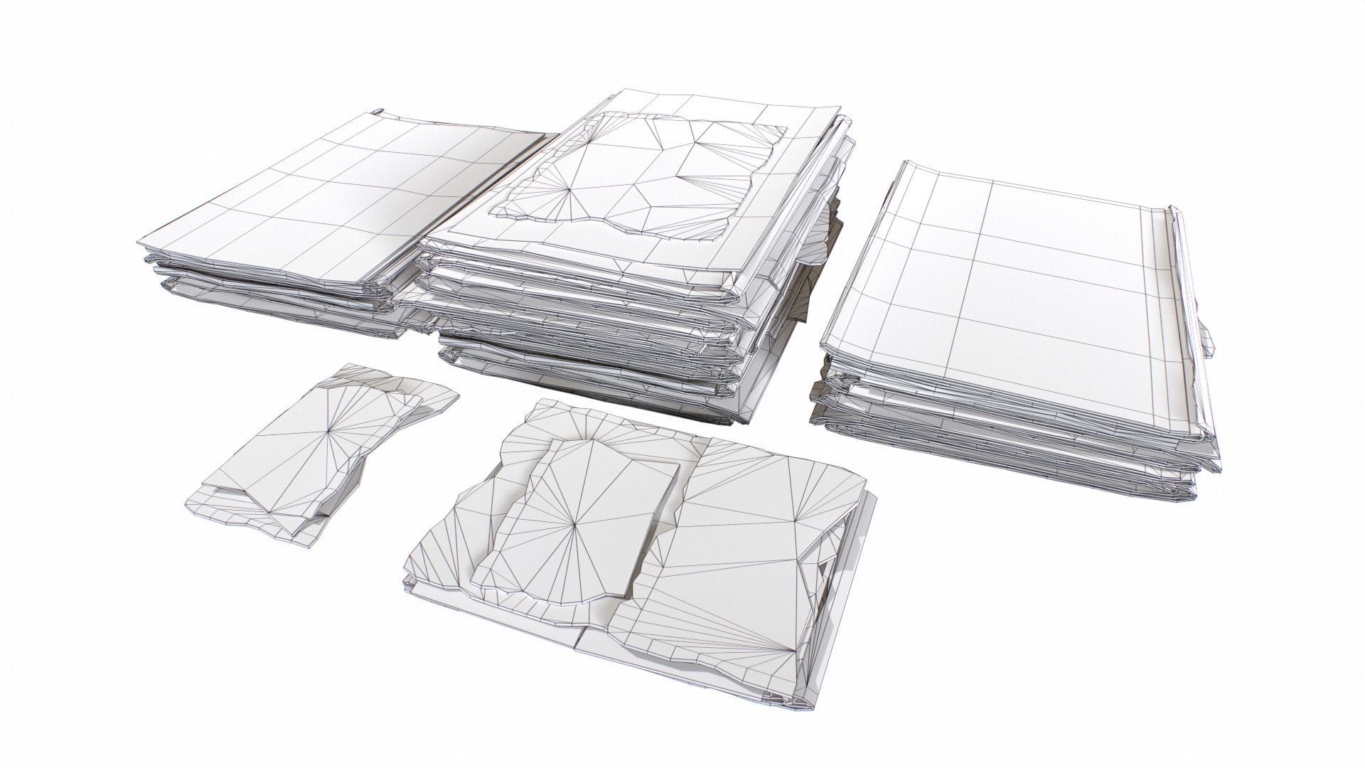 Cardboard Piles Low-poly 3D model_10