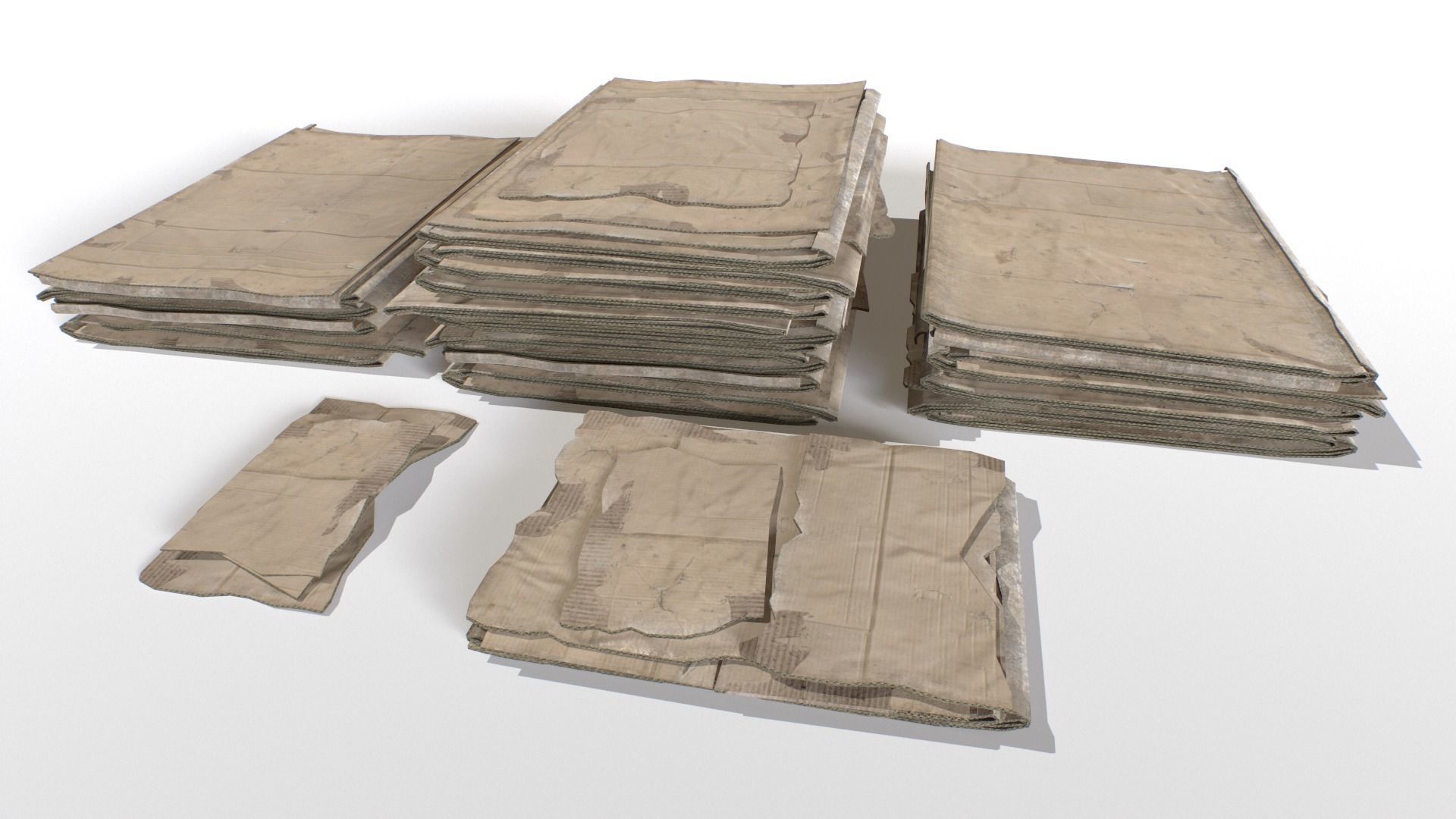 Cardboard Piles Low-poly 3D model_1