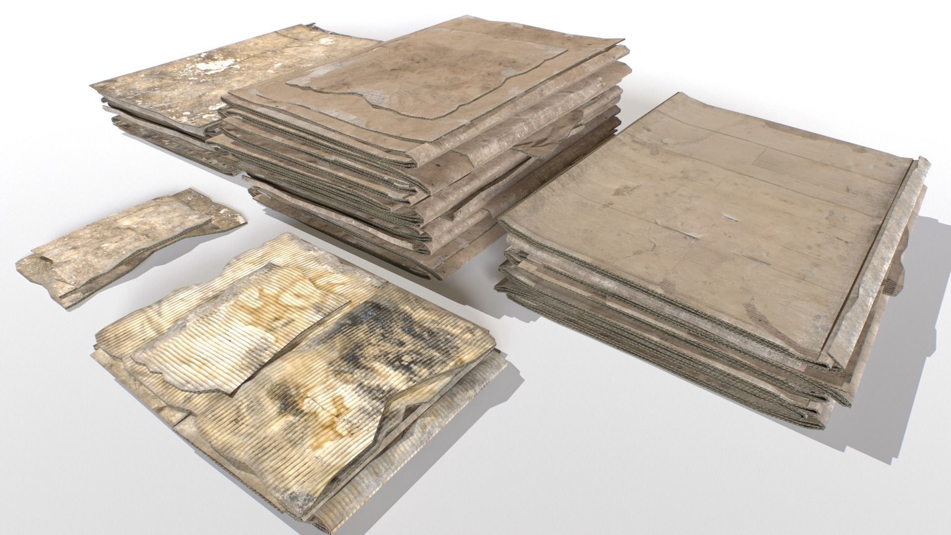 Cardboard Piles Low-poly 3D model_8