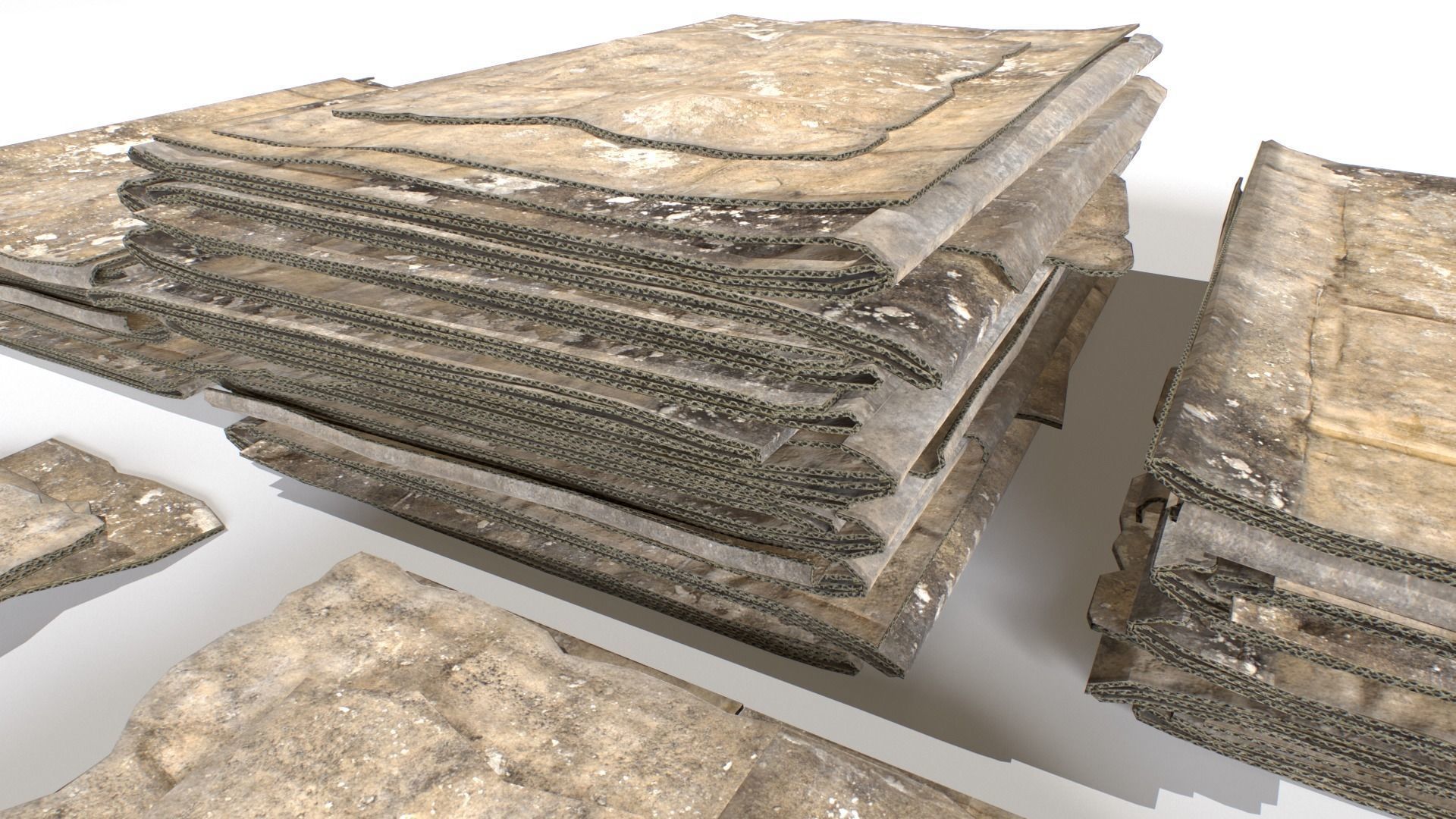 Cardboard Piles Low-poly 3D model_7