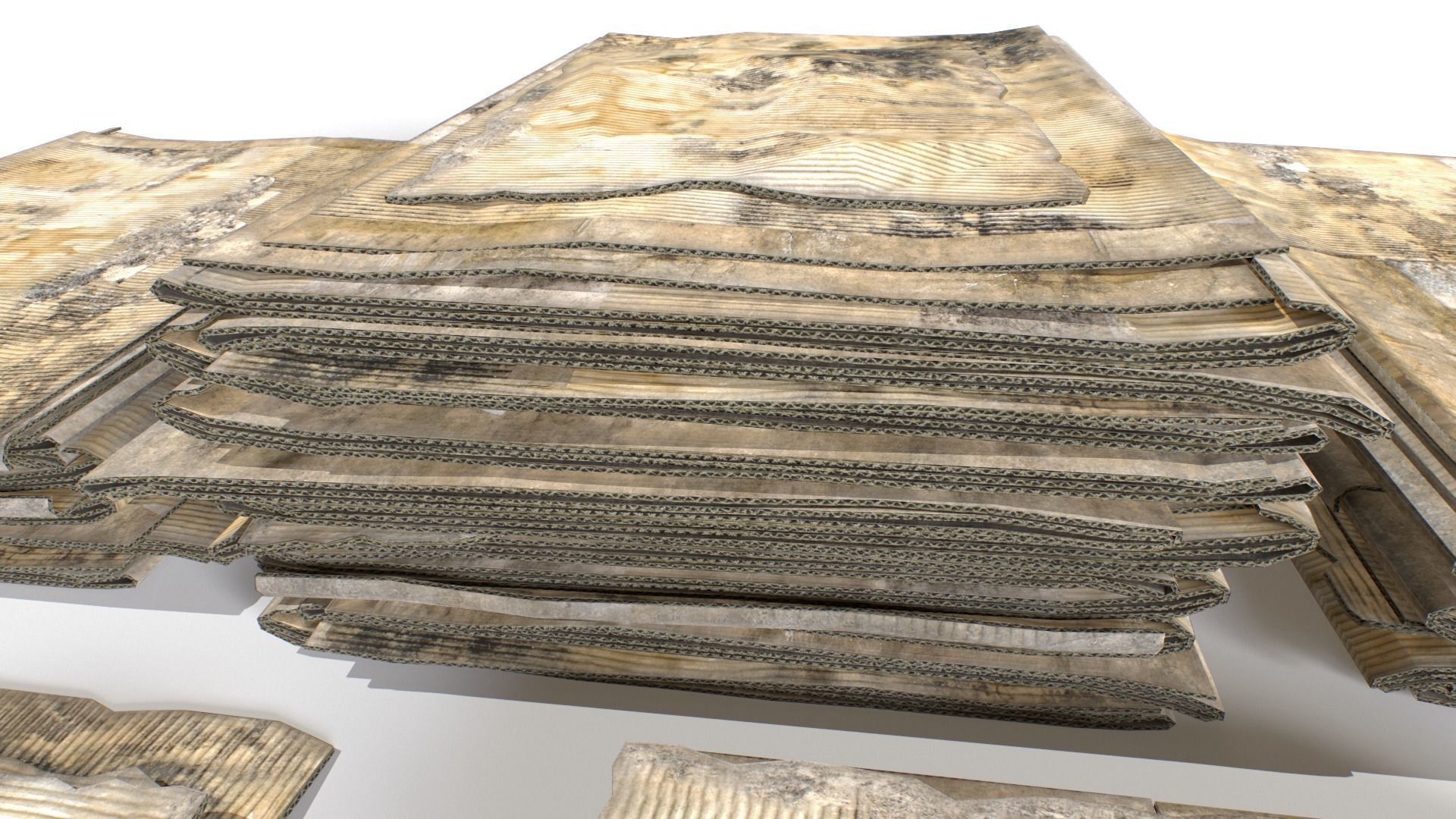 Cardboard Piles Low-poly 3D model_6