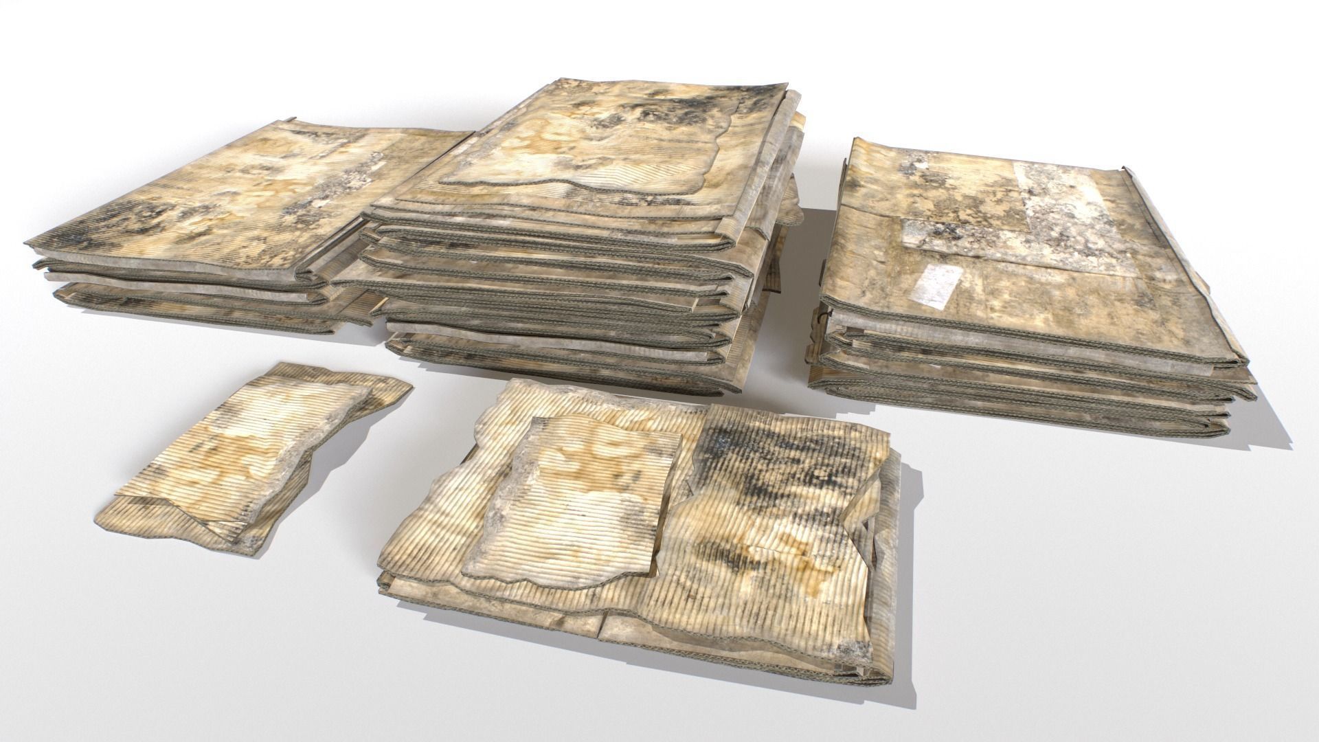 Cardboard Piles Low-poly 3D model_2