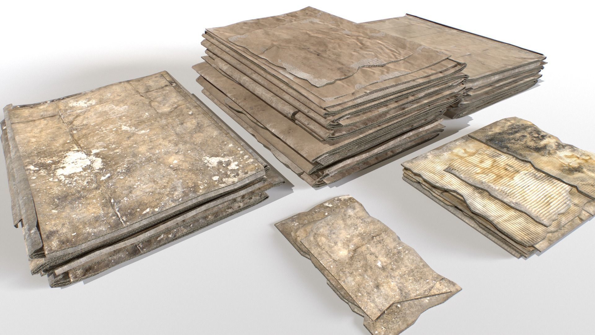 Cardboard Piles Low-poly 3D model_9