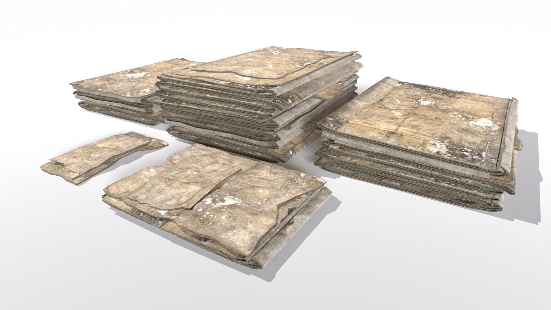 Cardboard Piles Low-poly 3D model_3