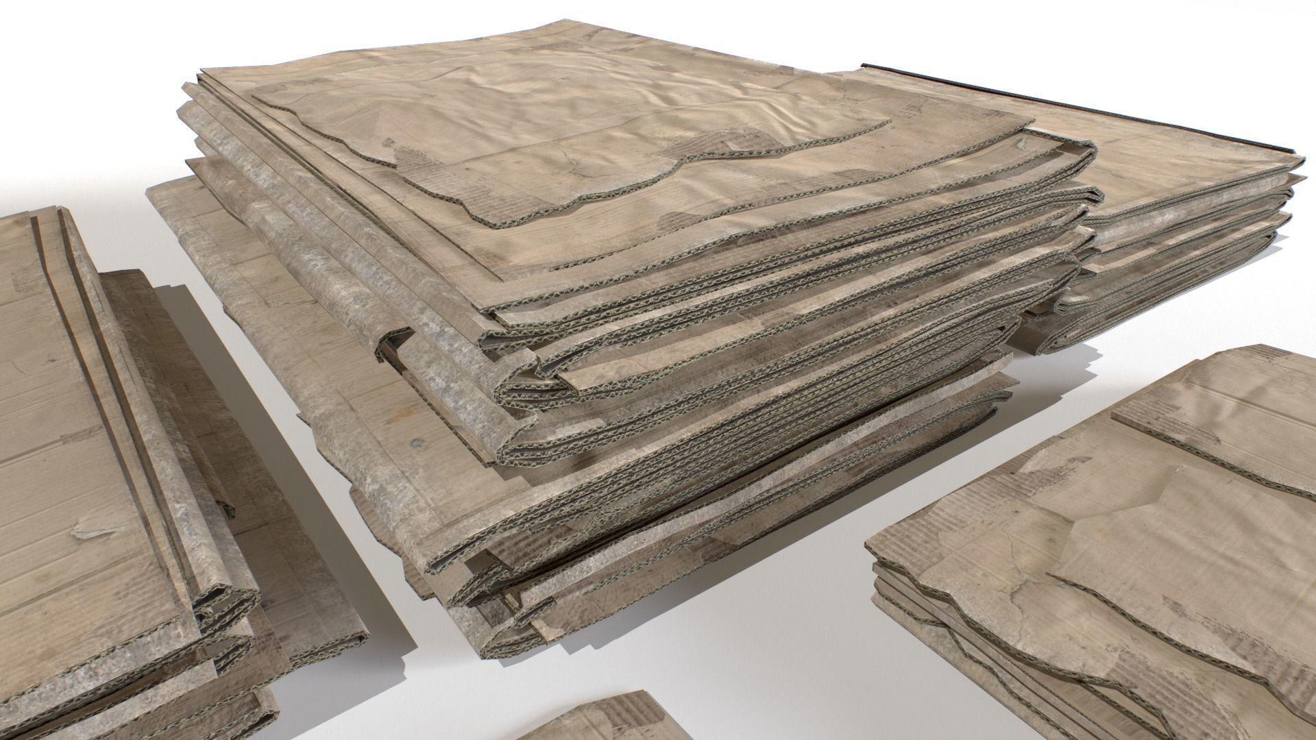 Cardboard Piles Low-poly 3D model_5