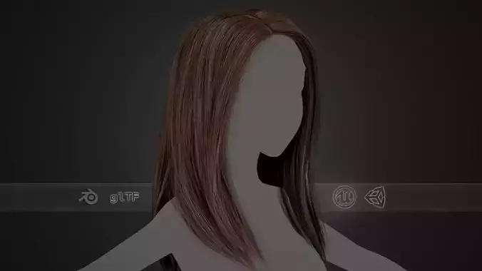 Female Hair Cards Style 5 - Long Hair 2 Low-poly 3D model