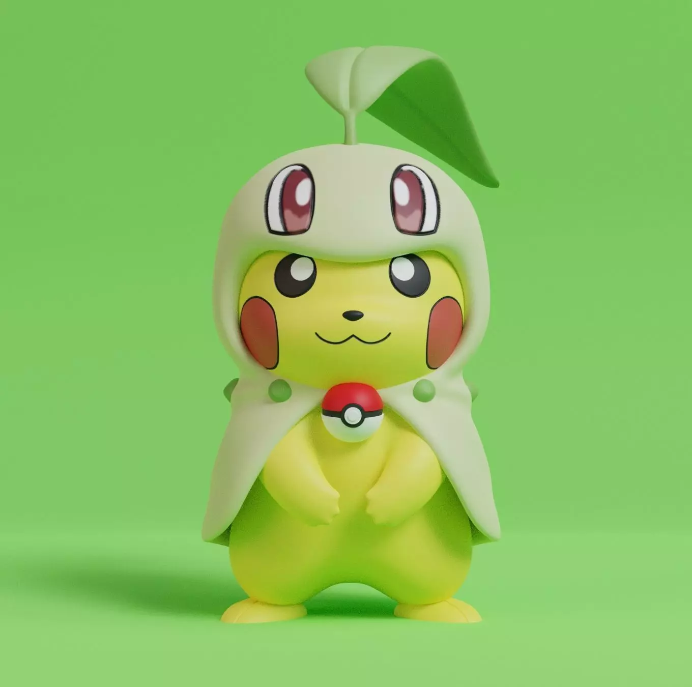 Pokemon - Pikachu Cosplay Chikorita Free 3D print model