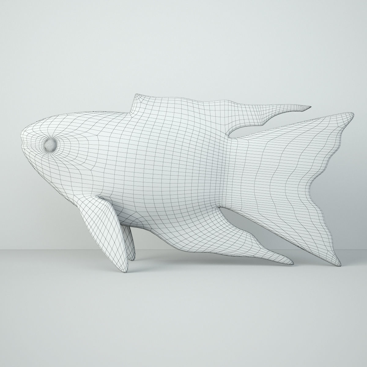 Hand Carved Koi Fish Statue 3D model_2