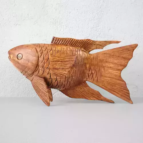 Hand Carved Koi Fish Statue