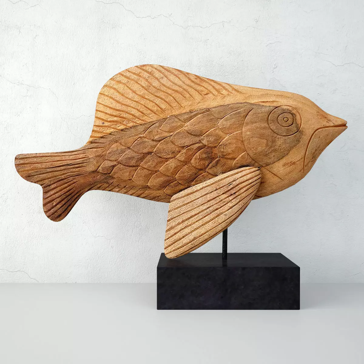 Hand-Carved Mango Wood Fish 3D model_0