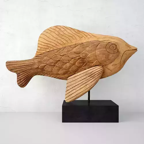 Hand-Carved Mango Wood Fish