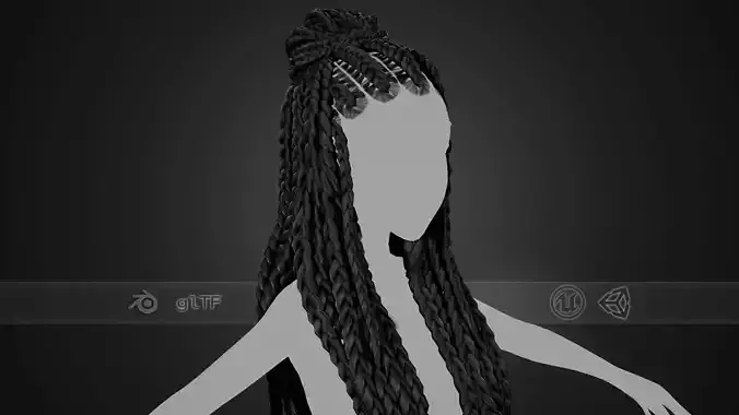 Female Hair Cards Style 7 - Braids And Knot Low-poly 3D model