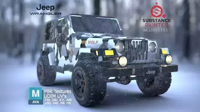 Jeep Wrangler TJ Custom Design Jeep Arctic theme Low-poly 3D model