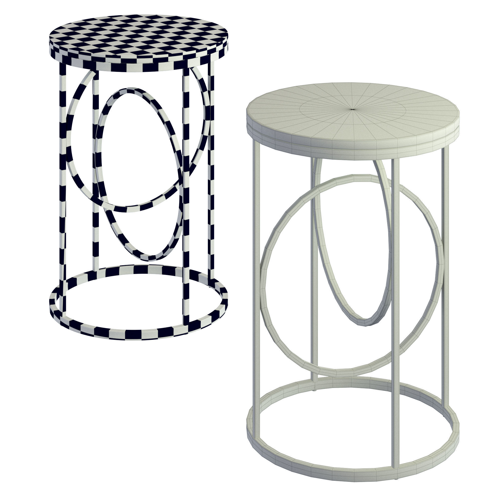 Round White Marble Side Table 3D model_3