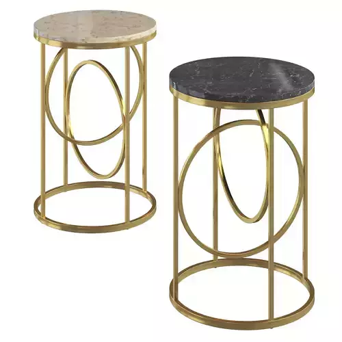 Round White Marble Side Table 3D model