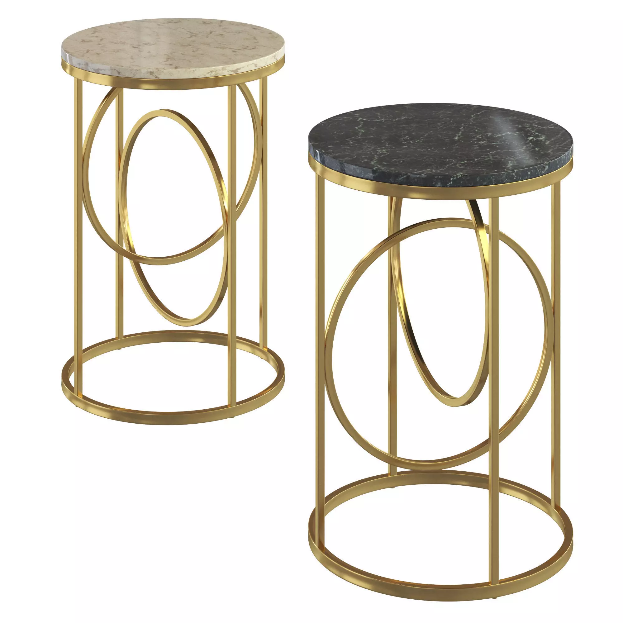 Round White Marble Side Table 3D model_0