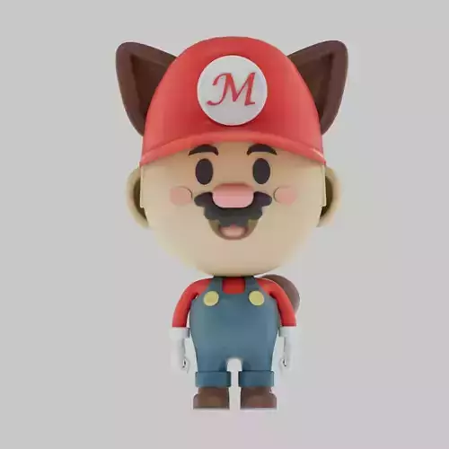 Mario 3d model figurine wearing hat 3D model