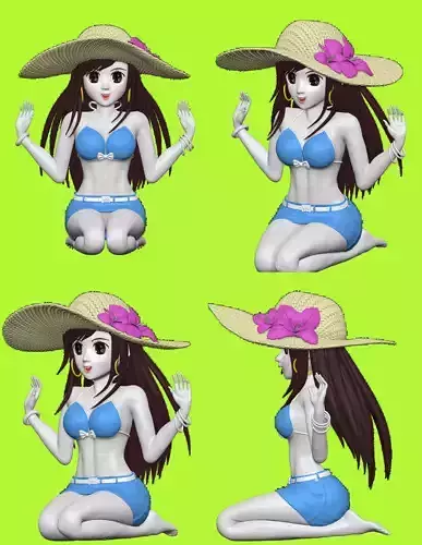 cartoon swimsuit girl 3d model