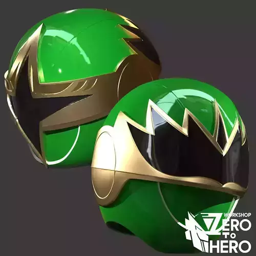 2 Mode Power Ranger Ninja Storm Hurricanger Green Samurai Helmet