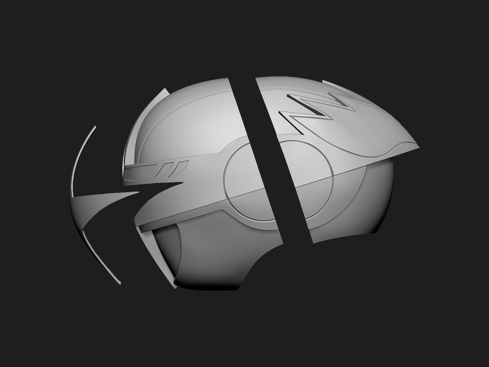 2 Mode Power Ranger Ninja Storm Hurricanger Green Samurai Helmet 3D print model_7