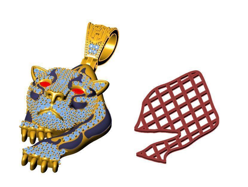 tiger pendant 3D print model_2