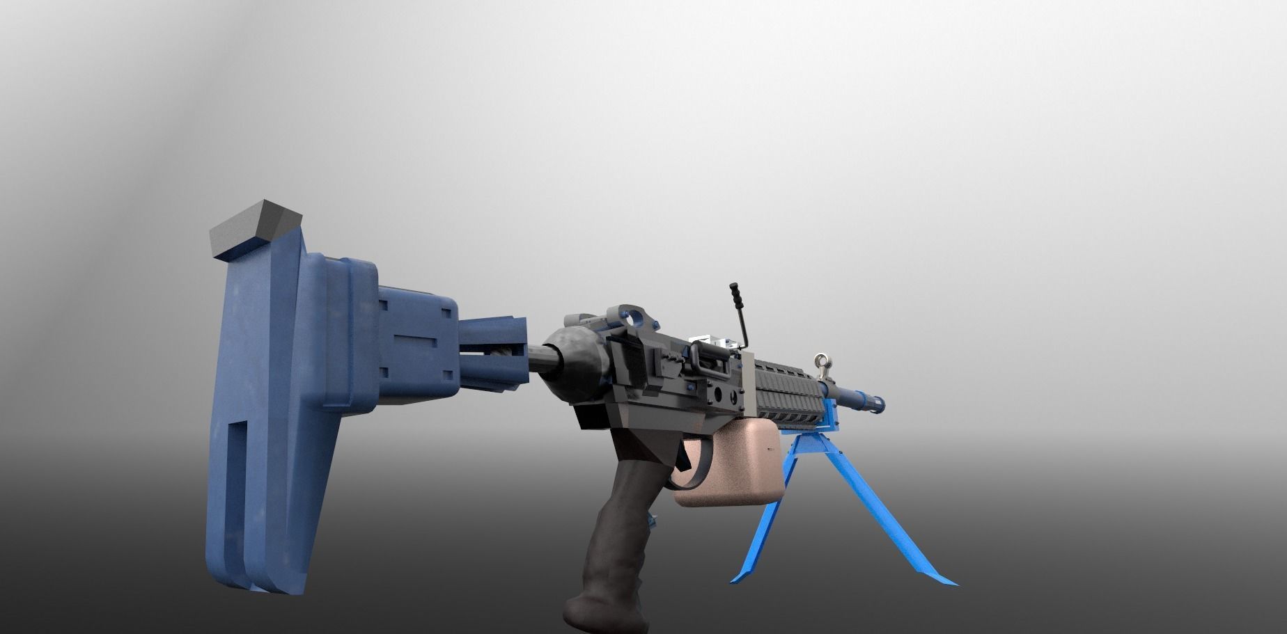 Machinegun machine gun Low-poly 3D model_4