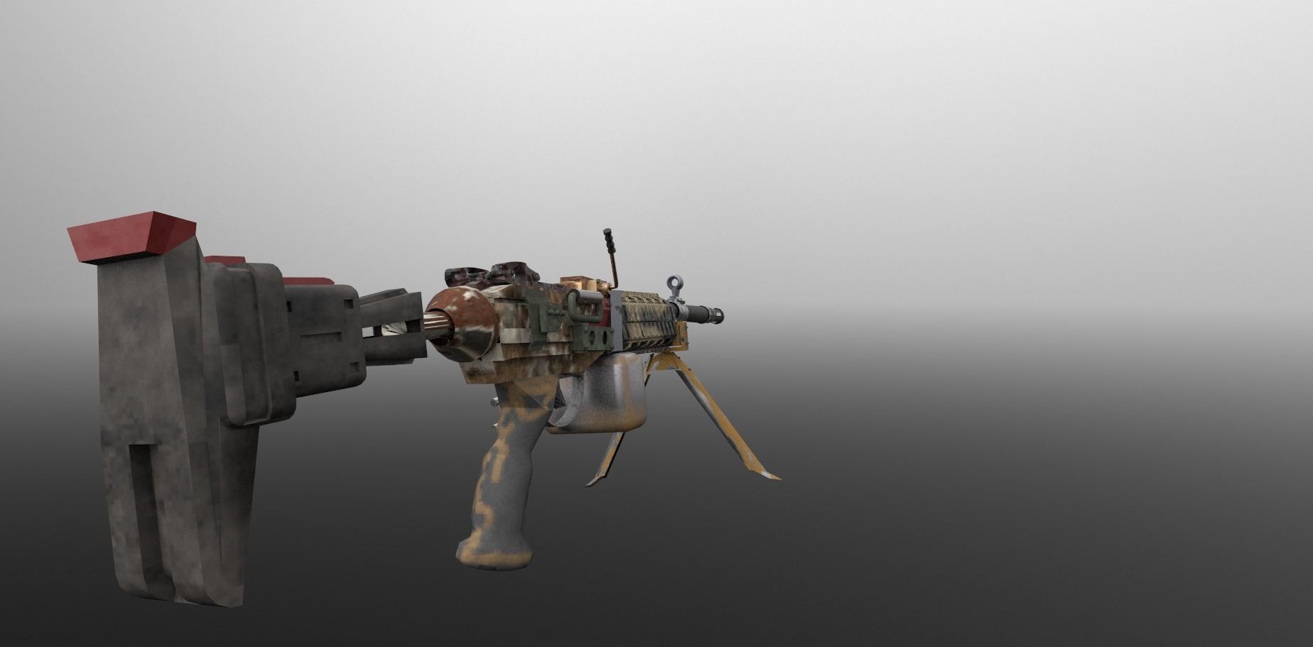 Machinegun machine gun Low-poly 3D model_15