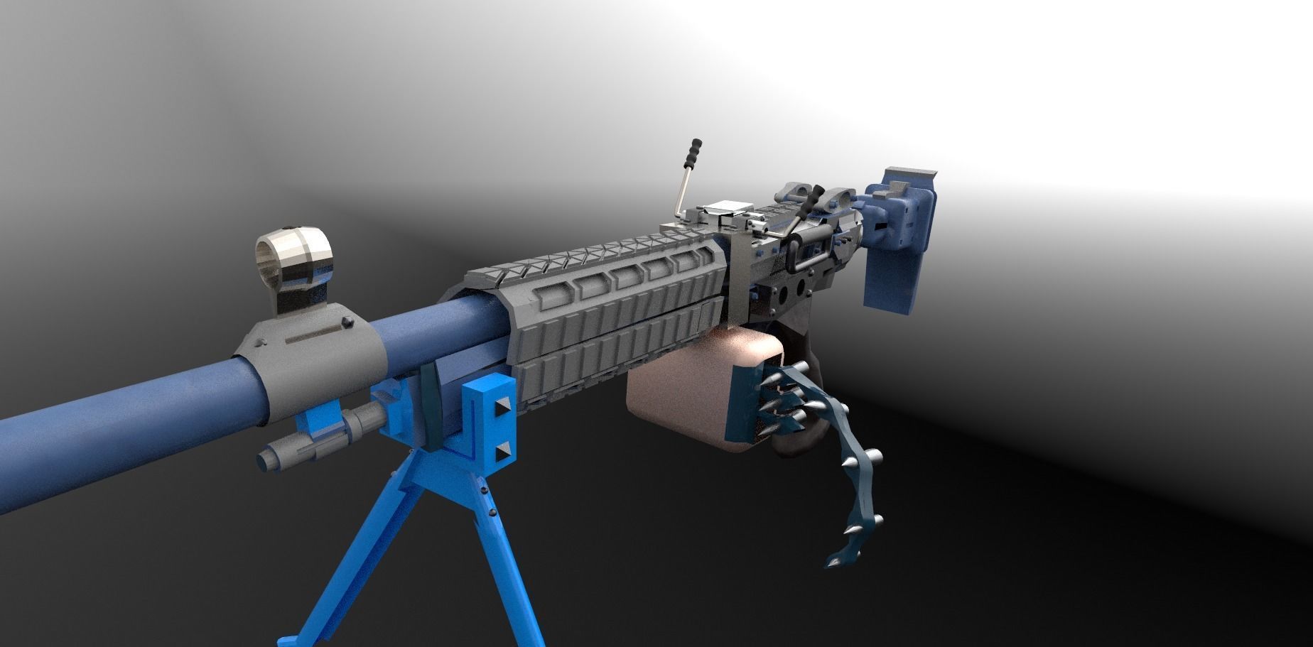 Machinegun machine gun Low-poly 3D model_2