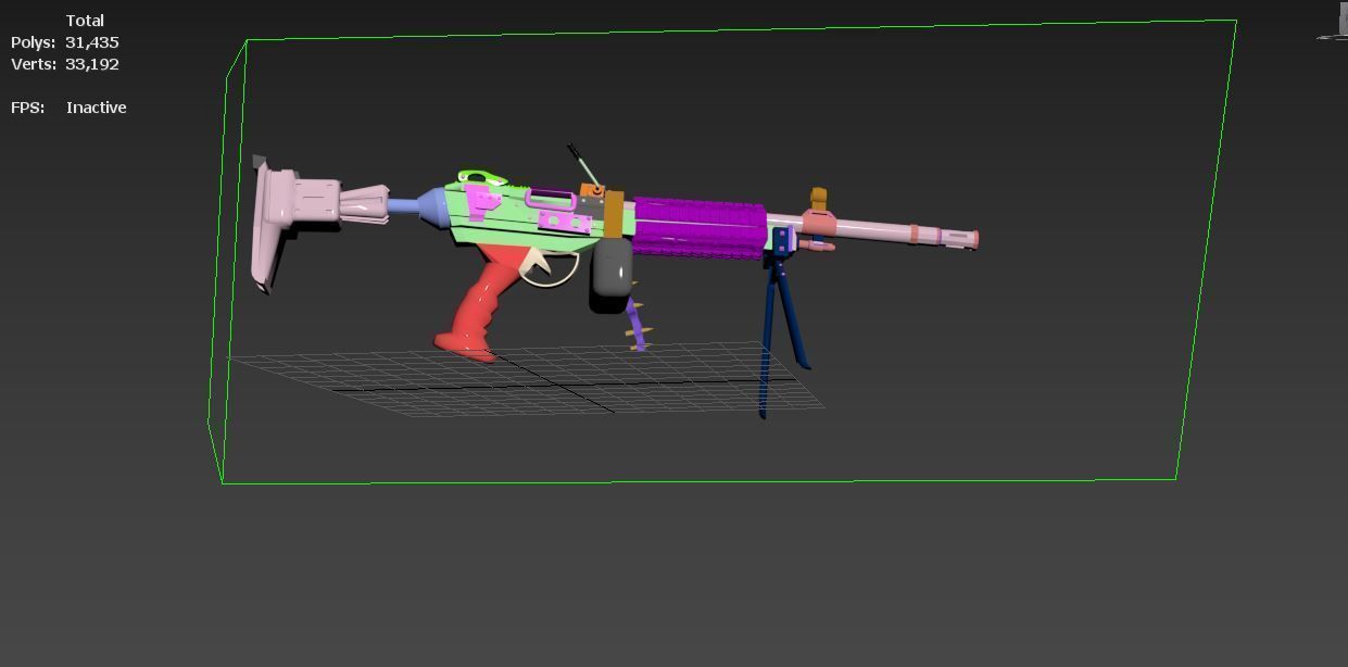 Machinegun machine gun Low-poly 3D model_18