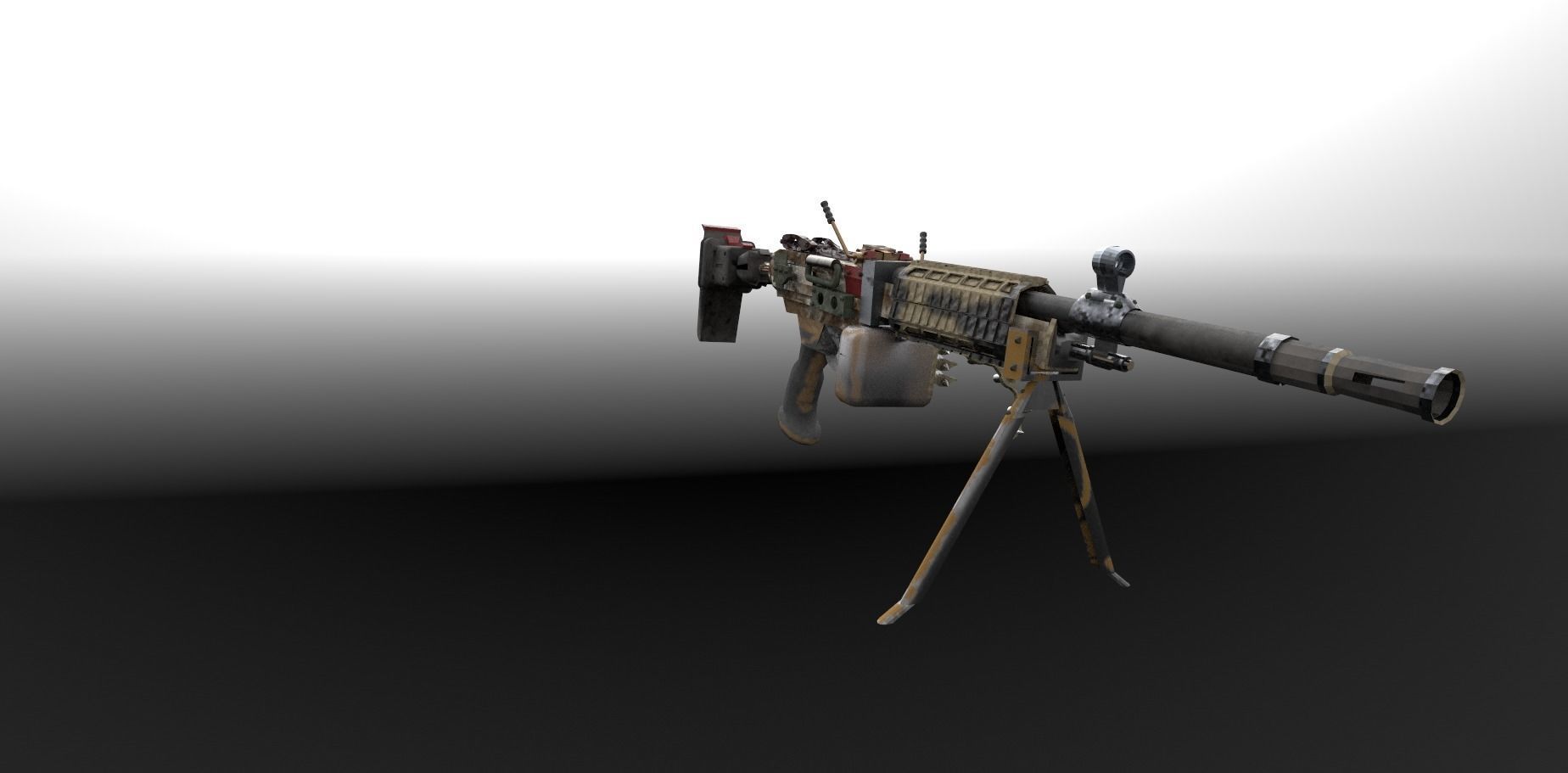 Machinegun machine gun Low-poly 3D model_16